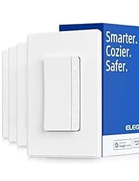 ELEGRP Smart Dimmer Light Switch DPR30, 2.4GHz Wi-Fi Dimmer Switch Compatible with Alexa and Google Assistant, Single Pole/3 Way, Needs Neutral Wire, No Hub Required, UL&FCC Listed, White, 4 Pack photo