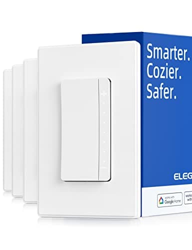 ELEGRP Smart Dimmer Light Switch DPR30, 2.4GHz Wi-Fi Dimmer Switch Compatible with Alexa and Google Assistant, Single Pole/3 Way, Needs Neutral Wire, No Hub Required, UL&FCC Listed, White, 4 Pack main view