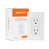 Amazon Basics Smart In-Wall Outlet with 2 Individually Controlled Outlets, Tamper Resistant, 2.4 GHz Wi-Fi, Works with Alexa Only, 4.57 x 2.80 x 1.85 inches, White thumbnail 1