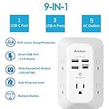 USB Charger Surge Protector 5 Outlet Extender with 4 USB Charging Ports thumbnail 2