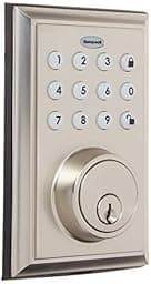 Honeywell Safes & Door Locks BLE Electronic Entry Deadbolt with Keypad, Square Faceplate, Satin Nickel photo