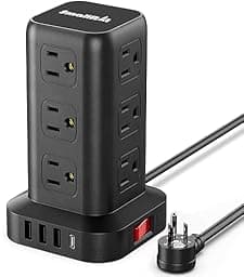Extension Cord with Multiple Outlets Surge Protector Power Strip Tower photo