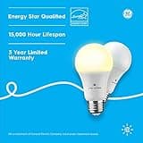 GE CYNC Smart LED Light Bulbs, Soft White, Bluetooth and Wi-Fi, Works with Alexa and Google, A19 (2 Pack) thumbnail 2