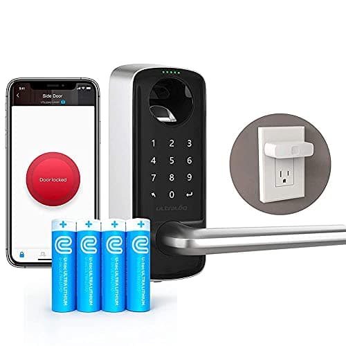 ULTRALOQ Lever Smart Door Lever Lock + Bridge WiFi Adaptor + U-tec AA Ultra Lithium Battery (Pack of 4), 3000mAh 1.5V main view