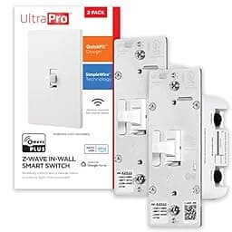 UltraPro 700 Series Z-Wave In-Wall Smart Light Switch with QuickFit™ and SimpleWire™, White Toggle, Works with Google Assistant, Alexa, & SmartThings, Z-Wave Hub Required, Smart Home, 2 Pack photo