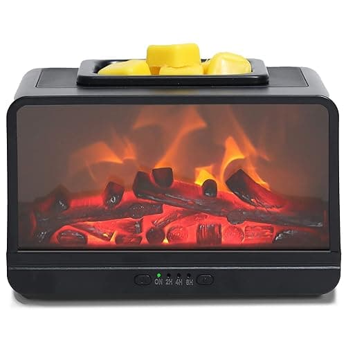 MeplLivs Dynamic Flame Fireplace Electric Wax Melt Warmer PTC Heating Plate Monochromatic Wax Burner Fragrance Wax Warmer for Home Office Gifts & Decor(Black) main view