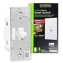 Enbrighten 700 Series Z-Wave In-Wall Smart Light Switch with QuickFit and SimpleWire, White Toggle photo