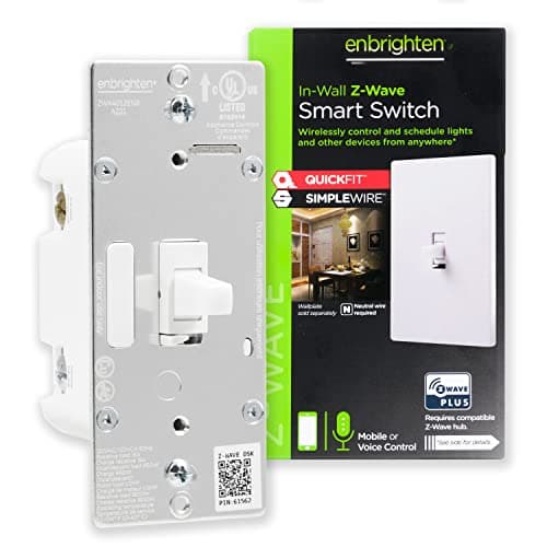 Enbrighten 700 Series Z-Wave In-Wall Smart Light Switch with QuickFit and SimpleWire, White Toggle main view