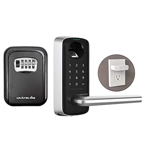 ULTRALOQ Smart Lever Door Lock + Key Storage Lock Box + Bridge WiFi Adaptor main view
