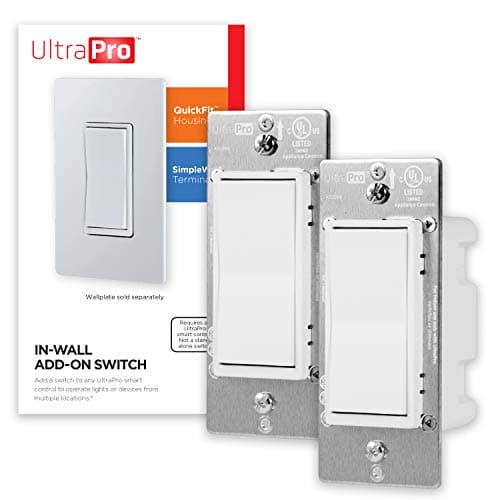 UltraPro Add-On Switch QuickFit and SimpleWire, In-Wall White Rocker Paddle Only, Z-Wave ZigBee Wireless Smart Lighting Controls, NOT A STANDALONE Switch, 2 Pack main view