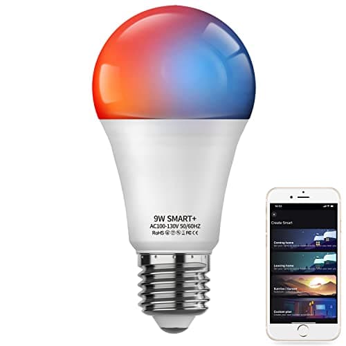 Smart Light Bulb Works with Alexa Google Home, A19/E26 800LM Color Changing Light Bulb, WiFi & Bluetooth 5.0, Tunable White, 2700-6500K, 60W Equivalent, Dimmable by App, Music Sync, Schedule, 1 Pack main view