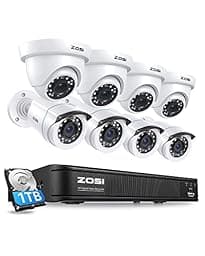 ZOSI 3K Lite Home Security Camera System with AI Human Vehicle Detection, H.265+ 8CH CCTV DVR and 8 x 1080p Wired Outdoor Indoor Bullet Dome Cameras, Remote Access, Alert Push (1TB Hard Drive) photo