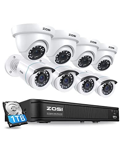 ZOSI 3K Lite Home Security Camera System with AI Human Vehicle Detection, H.265+ 8CH CCTV DVR and 8 x 1080p Wired Outdoor Indoor Bullet Dome Cameras, Remote Access, Alert Push (1TB Hard Drive) main view