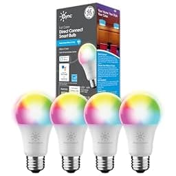 GE Lighting CYNC Smart LED Light Bulbs, Full Color, Bluetooth and Wi-Fi Enabled, Compatible with Alexa Google Home, A19 Bulbs (Pack of 4) photo