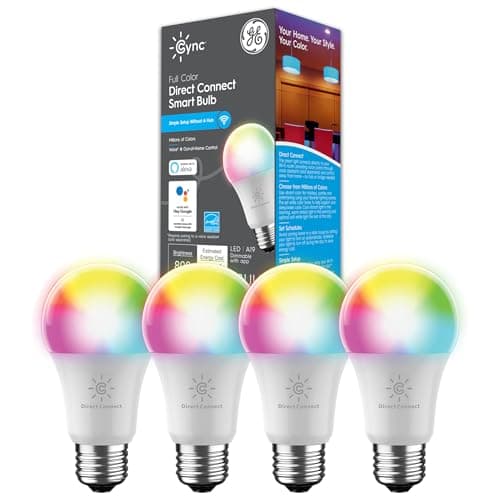 GE Lighting CYNC Smart LED Light Bulbs, Full Color, Bluetooth and Wi-Fi Enabled, Compatible with Alexa Google Home, A19 Bulbs (Pack of 4) main view