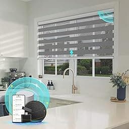 CITOLEN Motorized Blinds with Integral Valance Zebra Blinds Upgraded Smart Blinds Custom Size Automatic Blinds for Windows Remote Control Electric Zebra Shades Alexa/Google Blinds photo