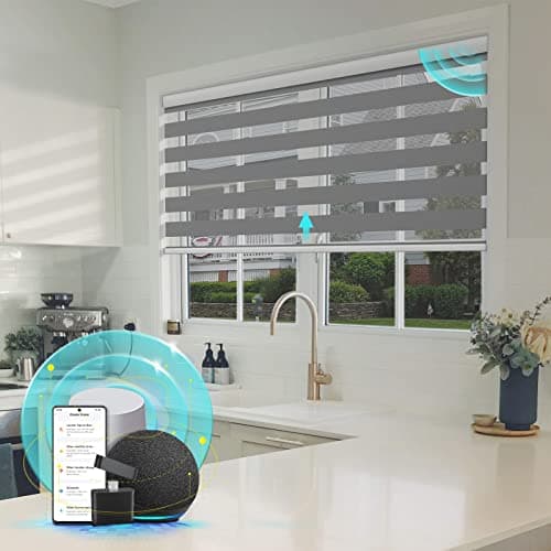 CITOLEN Motorized Blinds with Integral Valance Zebra Blinds Upgraded Smart Blinds Custom Size Automatic Blinds for Windows Remote Control Electric Zebra Shades Alexa/Google Blinds main view