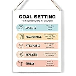 Goal Setting Wood Sign Mental Health Wooden Signs Smart Hanging Plaque Home Office Wall Art photo