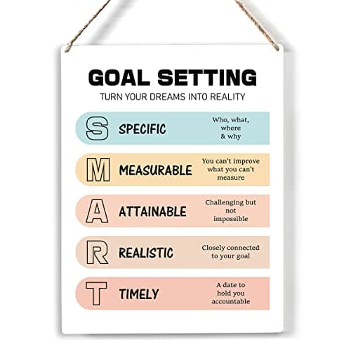 Goal Setting Wood Sign Mental Health Wooden Signs Smart Hanging Plaque Home Office Wall Art main view