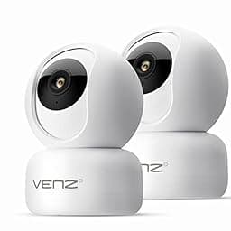 VENZ Indoor Camera-1080P Dog/Cat Camera with Phone App,360° PTZ Home Security Camera,Pet Camera Baby Monitor, 2.4G WiFi, Motion Detection/Tacking,2-Way Audio, Night Vision, Cloud/SD Storage(2 Pack) photo