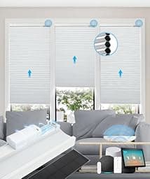 Magnetic Smart Motorized Blinds 100% Blackout with Alexa Google Cellular Shades Cordless Honeycomb with Remote, 29" Wx64 H, White photo