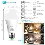 UCB Alexa Light Bulb 130W Equivalent, Smart Light Bulbs Warm White to Daylight Tunable, A19 E26 Bluetooth LED Bulbs for Bedroom Kitchen Living Room Office（4 Pack） thumbnail 2