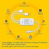 GIDEALED 2 Pack Smart ZigBee 3.0 LED Controller 2-Output for 4 Pin RGB StripLights Dimmable Compatible with Hub Bridge, Amazon Echo Plus, Echo Show(2Gen) App/Alexa Voice Control Ambiance Lighting thumbnail 2