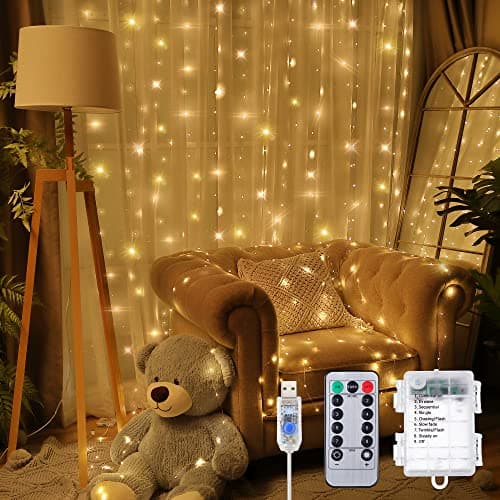 195 LED Curtain Tapestry Backdrop String Lights main view