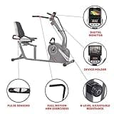 Sunny Health & Fitness Cross Trainer Magnetic Recumbent Bike with Arm Exercisers - SF-RB4936, Silver thumbnail 3