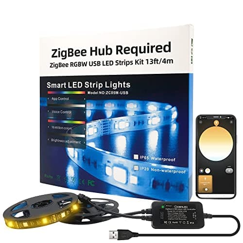 GIDERWEL ZigBee 3.0 USB RGBW LED Strip Light 13ft Dimmable Kit main view